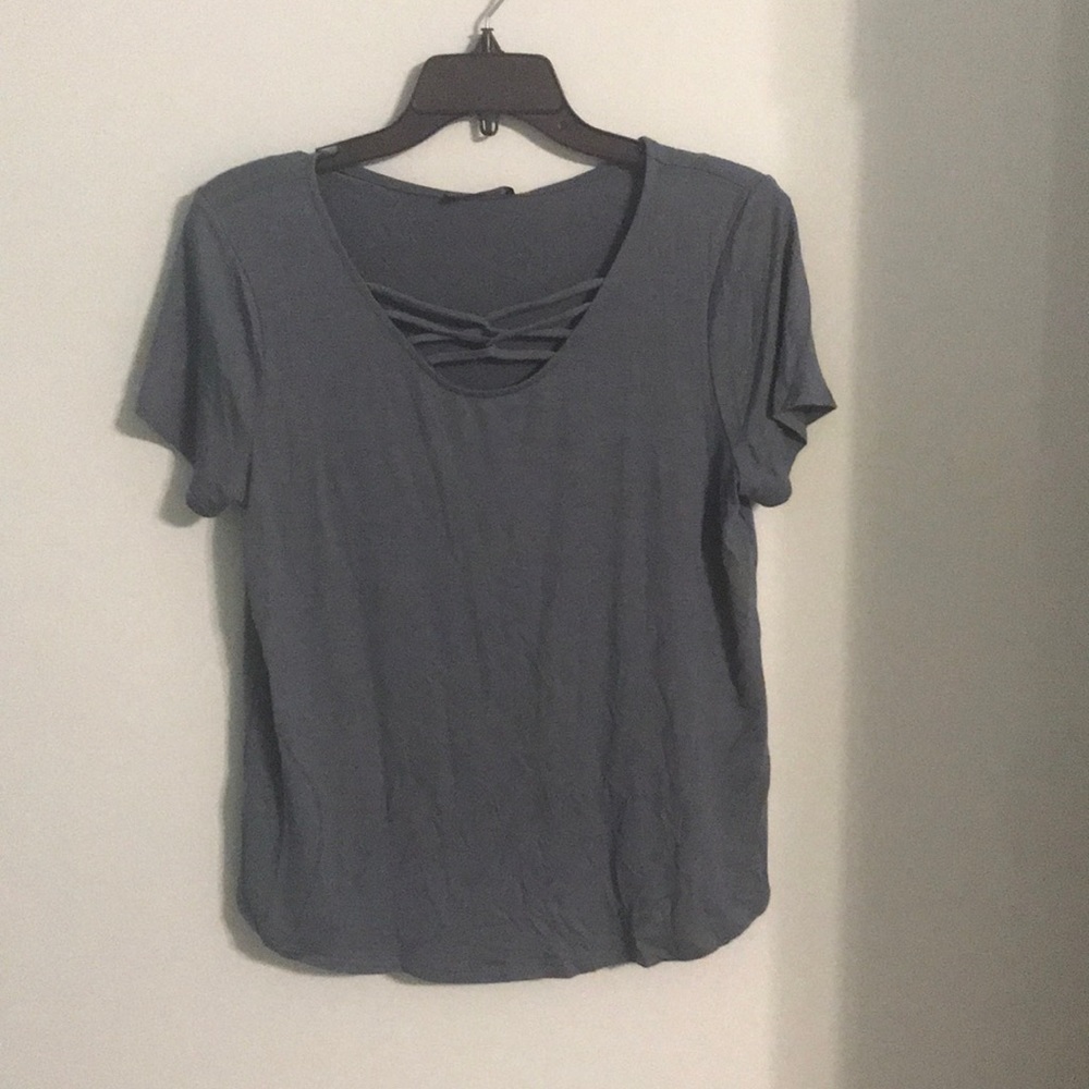 Blue/Grey papermoon shirt with cross cross pattern